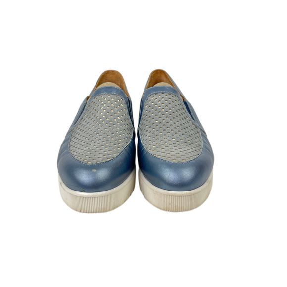 AQUATALIA 8 Shoes Blue Leather Slip-On Loafer Platform Womens Made Italy - Picture 2 of 7